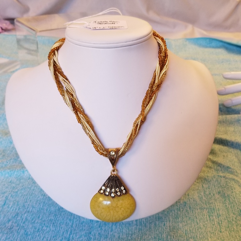 NWT Handmade Yellow Pendant Necklace